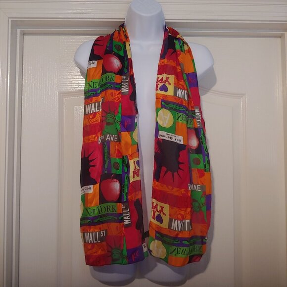 Kenneth Cole 100% Silk Everything NYC Colorful Trendy Stylish Scarf - Picture 1 of 8